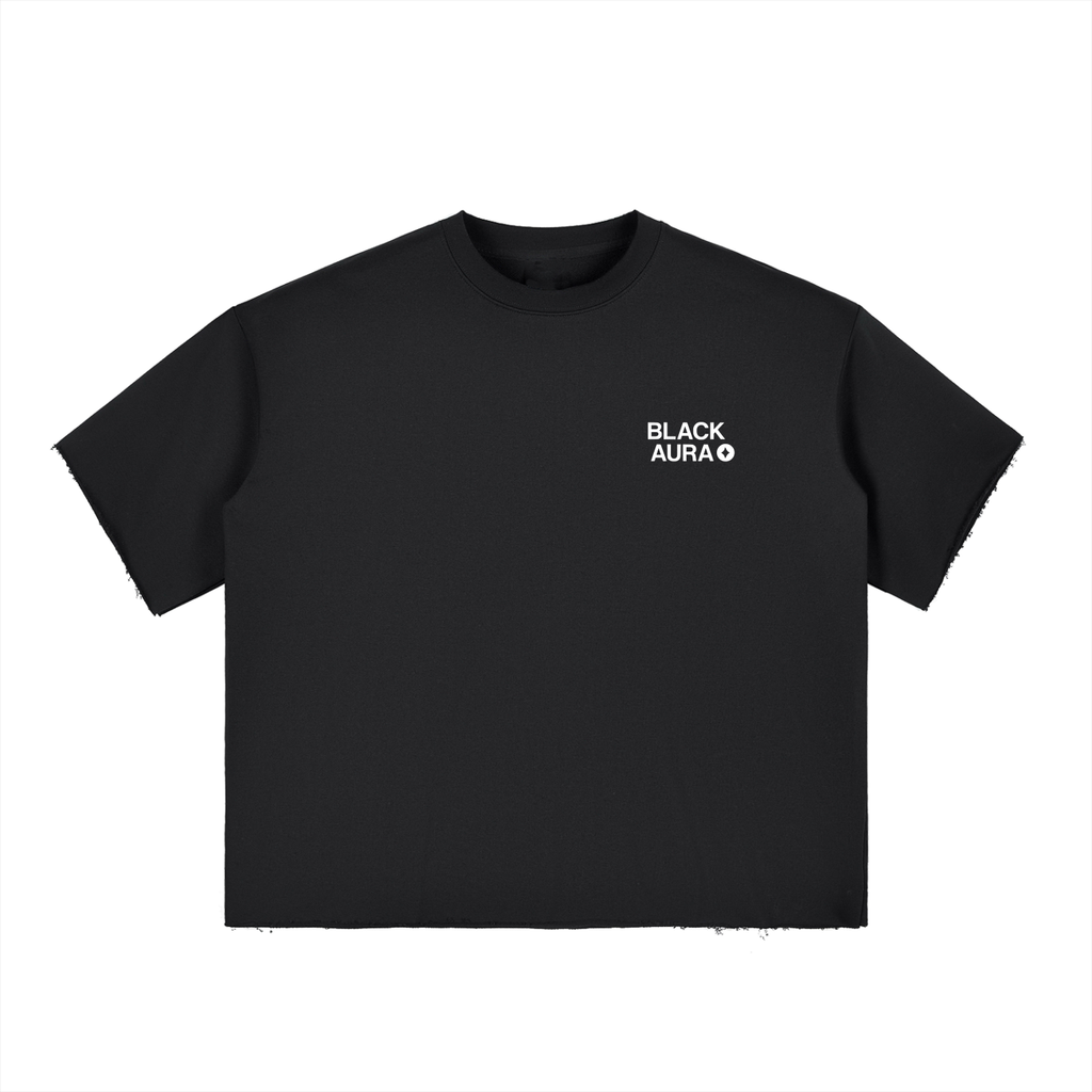 BLACK AURA BOX FIT TEE RAW EDGE
