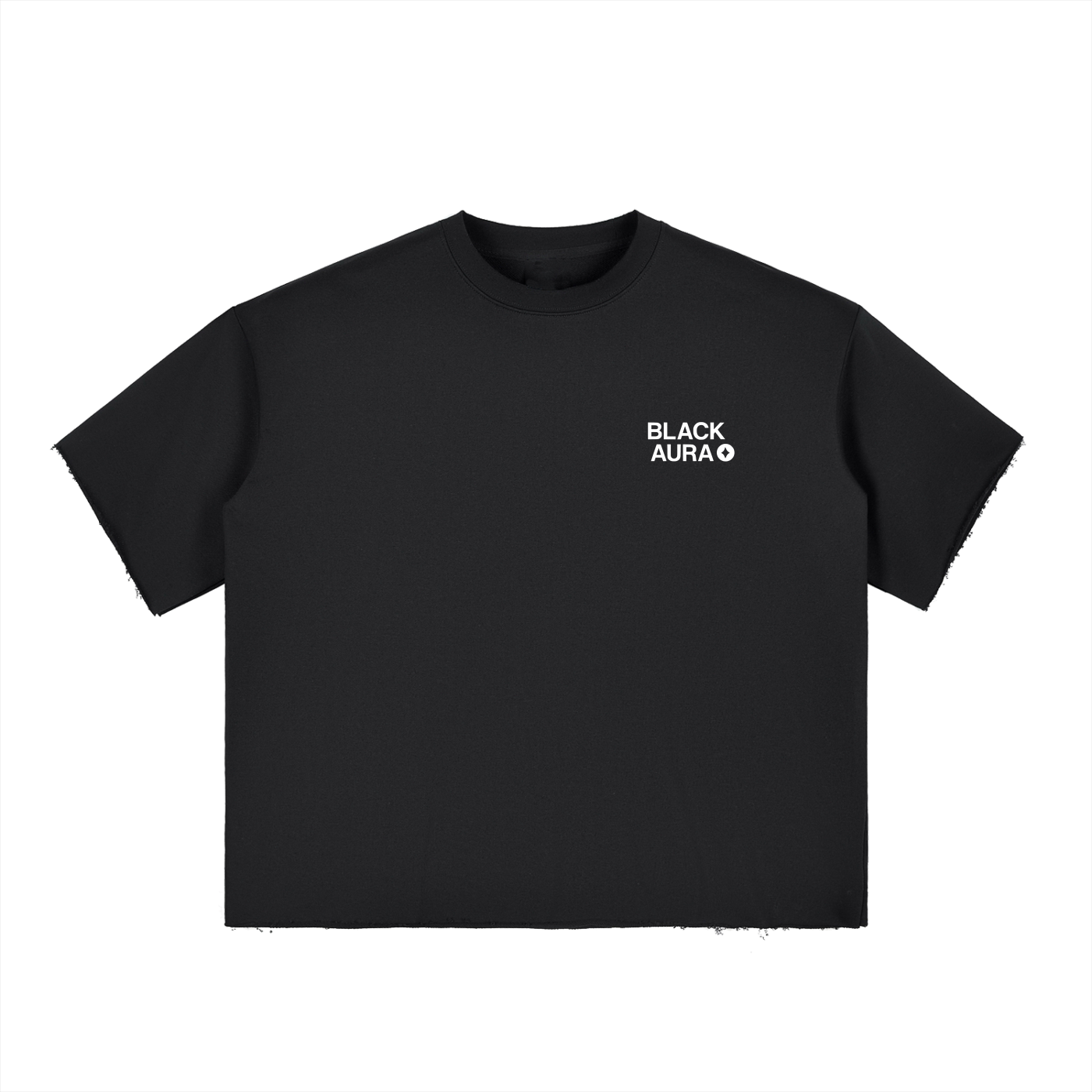 BLACK AURA BOX FIT TEE RAW EDGE