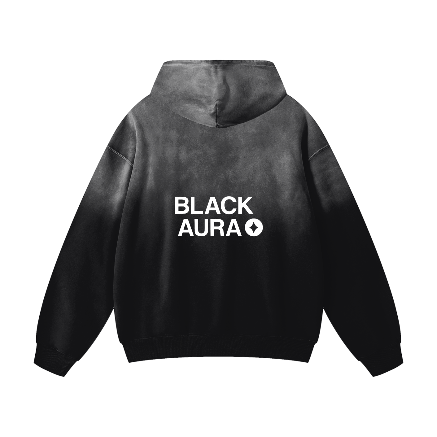 BLACK AURA FADED OVERSIZED HOOD